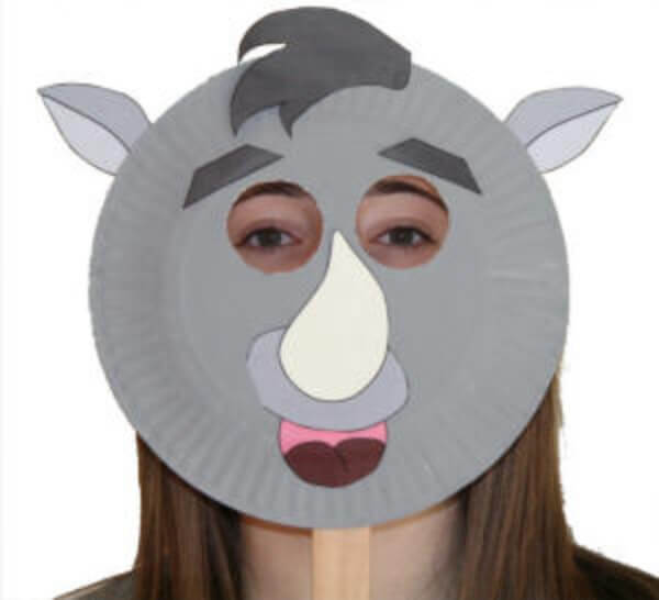 Rhinoceros Crafts & Activities for Kids Paper Plate Rhino Face Mask Craft Ideas For Preschoolers