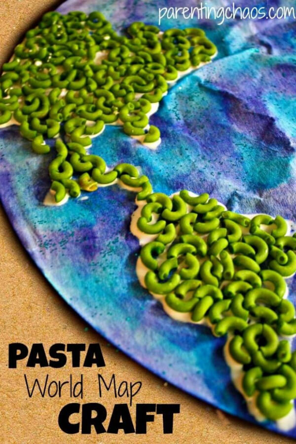 Pasta Filled Earth collage Earth Day School Projects For Kids