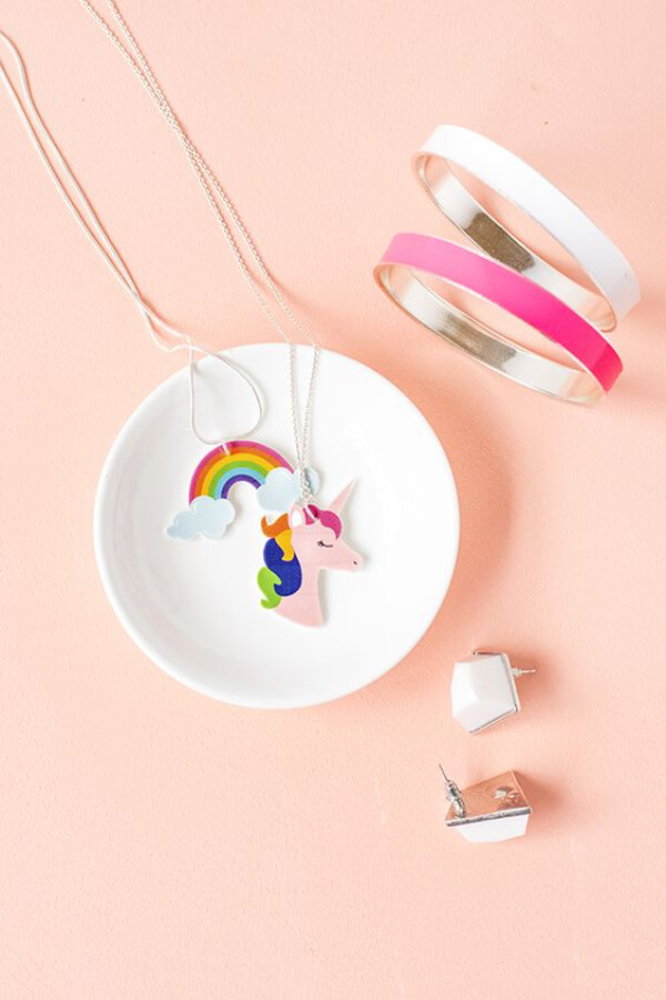 Colorful Rainbow Unicorn Necklace Craft For Kids