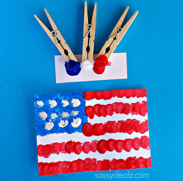 Pom-Pom American Flag Painting Activities for Kids