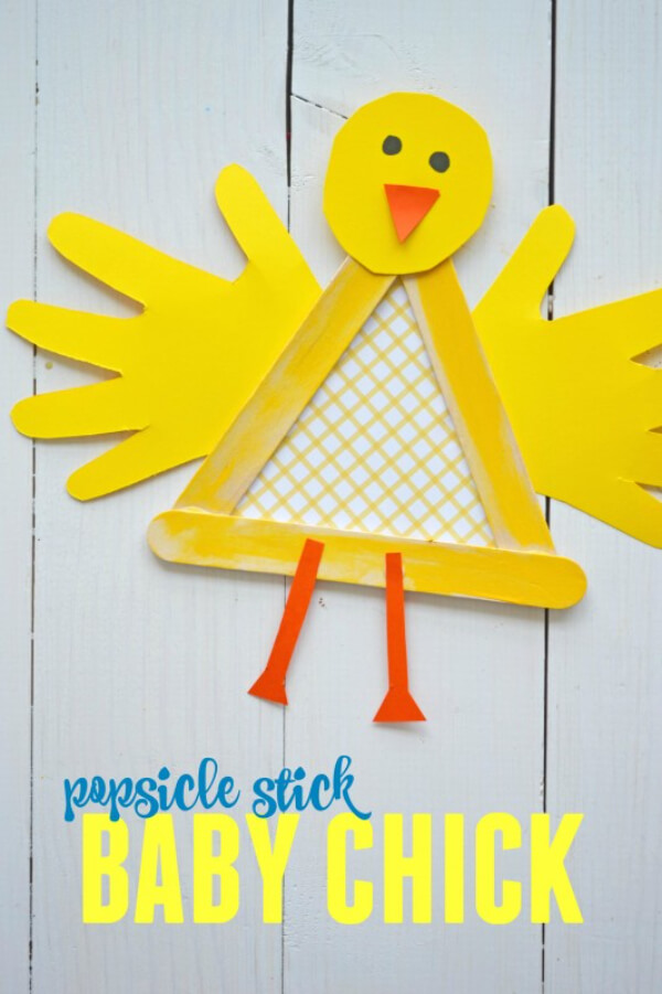 Spring Chick Crafts & Activities For Kids How TO Made Popsicle Stick Baby Chick Craft With Kids