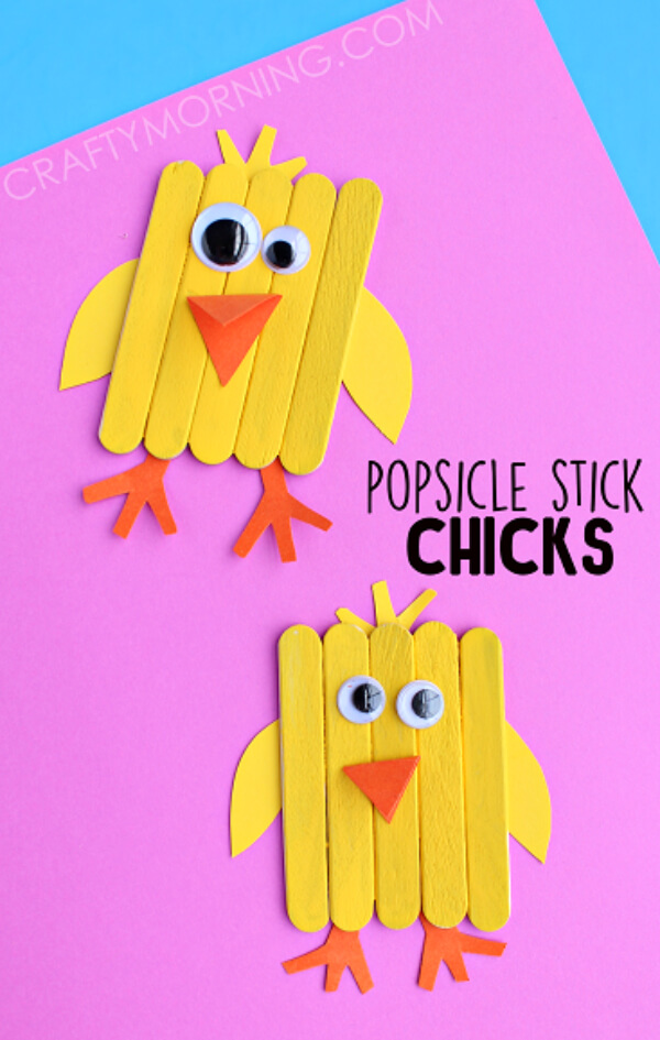 DIY Mini Popsicle Stick Chicks Birds Craft Idea