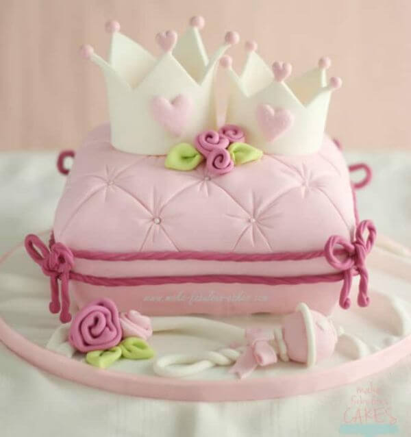 Fondant Princess Crown Cake For A Baby Girl