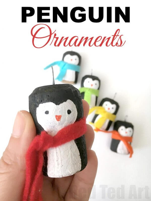 Rainbow Cork Penguins Ornaments Penguin Craft Ideas For Kids