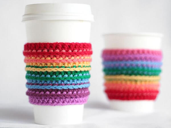 Handmade Stocking Stuffers Ideas Rainbow Crochet Cup Craft Activity