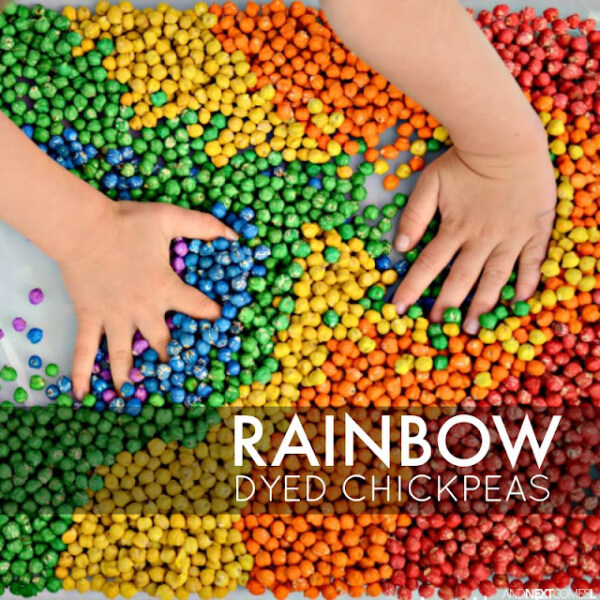 Sensory Activities For Kids Rainbow Dyed Chickpeas For Sensory Table Play