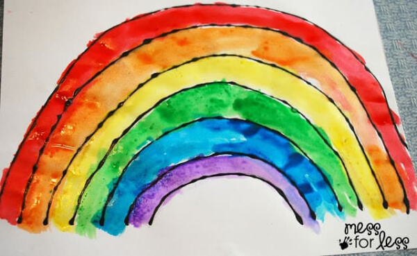 Black Glue And Salt Watercolor Rainbow Art Activity Ideas For Toddlers & Preschoolers