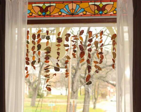 Simple Leafy Garland Craft Idea For The Window Leaf Craft Ideas For Kids