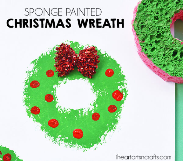 Sponge Painting Ideas for Christmas Sponge Painted Christmas Wreath Craft Ideas