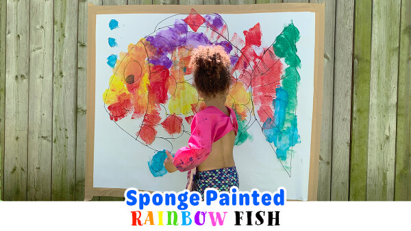Sponge Painted Rainbow Fish Art