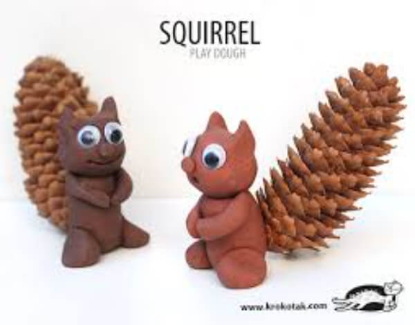 Clay and Pine cone Squirrel Statue Craft & Activities For Kids