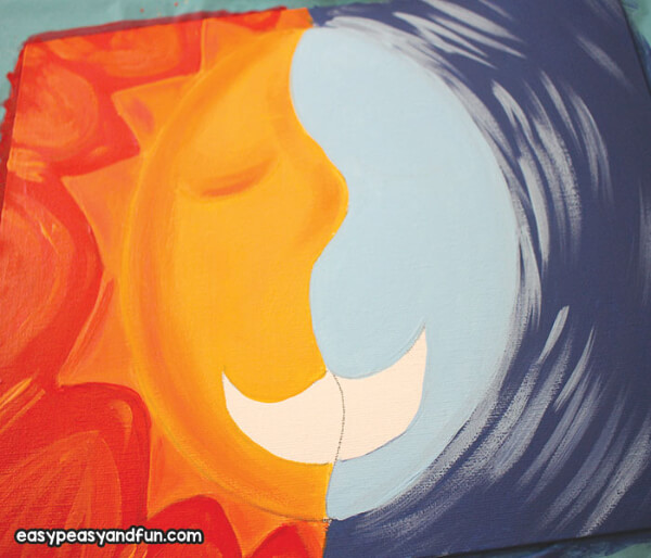 Art Project Ideas for 2nd Grade Sun and Moon Painting With Warm and Cool Colors For Grade 3