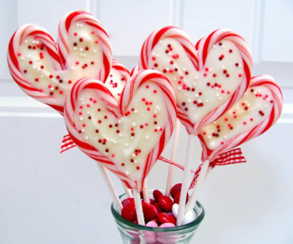 Easy Sprinkled Heart-Shaped Candy Canes Crafts for Preschoolers