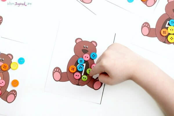 Teddy Bear Button Counting Activity For Kids
