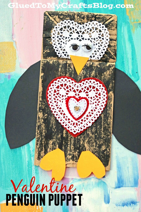 Paper Bag Penguin Animal Puppet Craft Idea For Kids