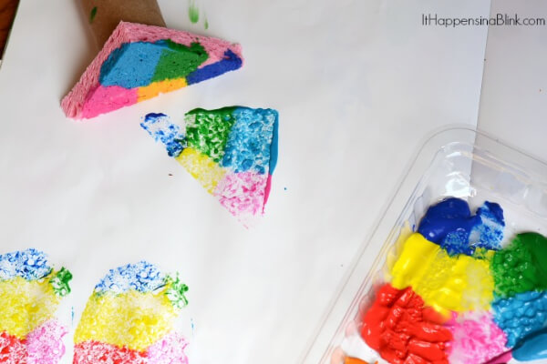 Cute Sponge Stamps Craft Activity With Toilet Paper Roll
