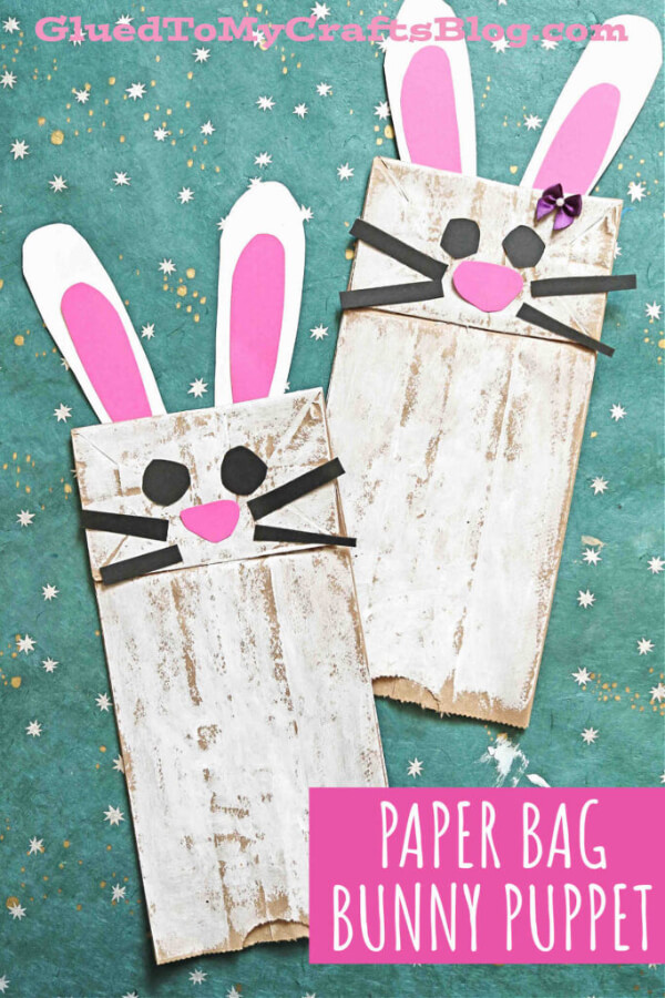 Simple Paper Bag Bunny Puppet Animal Craft Idea For Kids