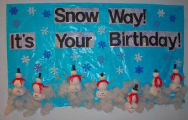 Winter Birthday Snow Wall Bulletin Board Idea