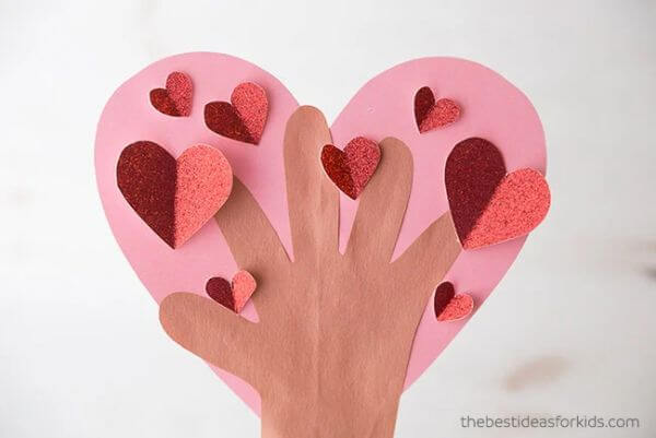 Valentine's Day Crafts For Kids 3D Handprint Heart Tree Craft For Adults