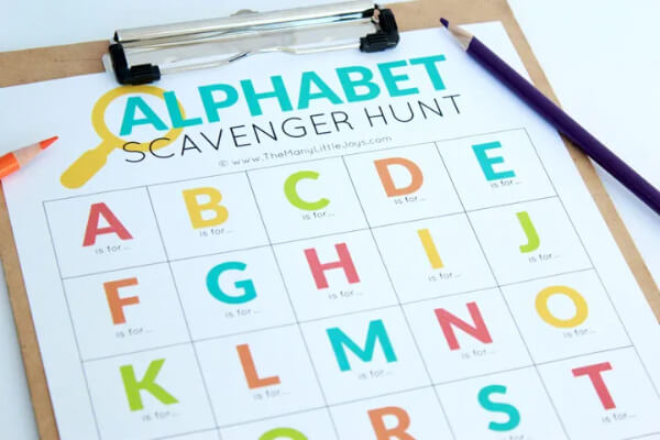 Alphabet Scavenger Hunt Adventure For Kindergarten Scavenger Hunt Ideas For Kids