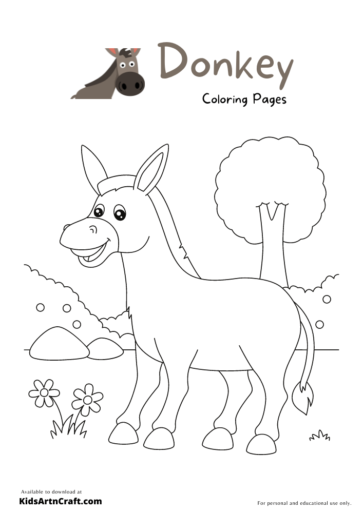 Donkey Coloring Pages for Kids – Free Printables