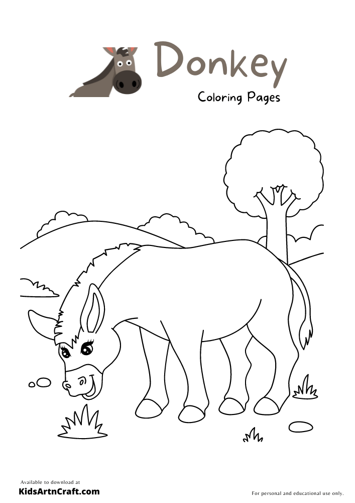 Donkey Coloring Pages for Kids – Free Printables