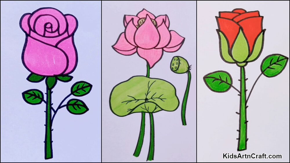 Easy Flower Drawings For Kids