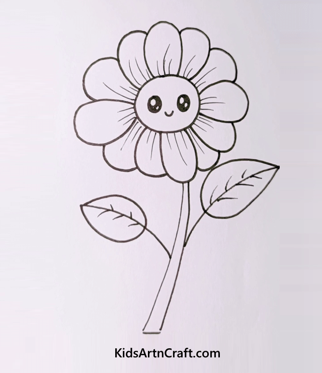 Easy Flower Drawings For Kids A Wise Sunflower