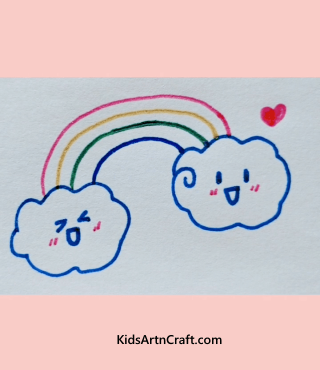 Rainbow and clouds Simple Drawings For Kindergartners