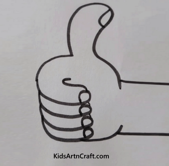 Lovely, Engaging And Simple Drawing For Kids Thumbs-Up Sketching