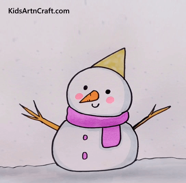 Lovely, Engaging And Simple Drawing For Kids Man in Snow