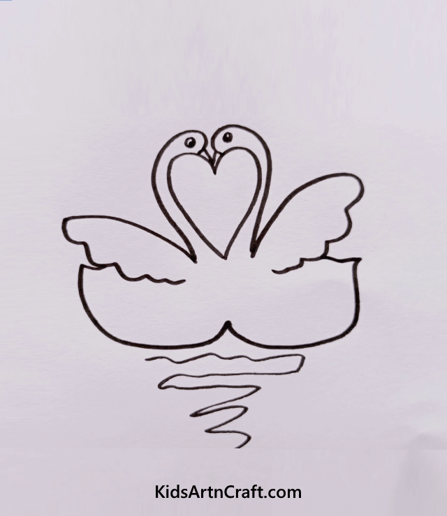 Easy Drawing Activity For Kids To Enhance Their Skills Elegant Swan Couple