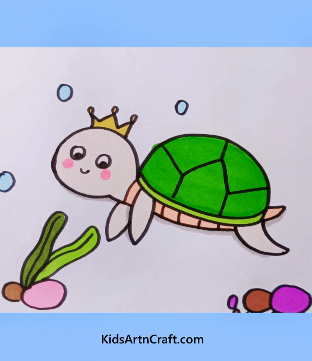 Easy Drawing Activity For Kids To Enhance Their Skills A Beautiful Turtle
