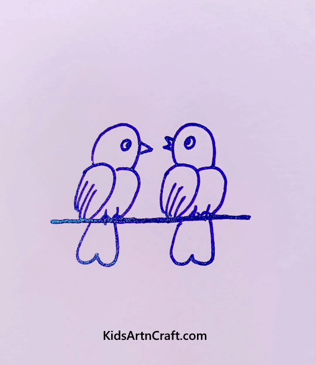 Bird Drawings For Kids Bird On Tree 