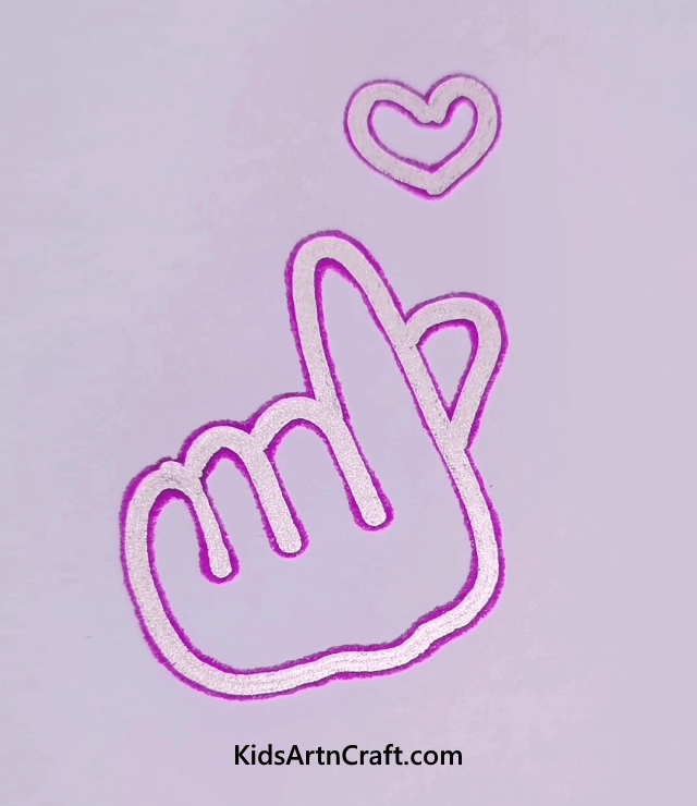 Creative And Simple Two Color Drawing Ideas Hand & Heart