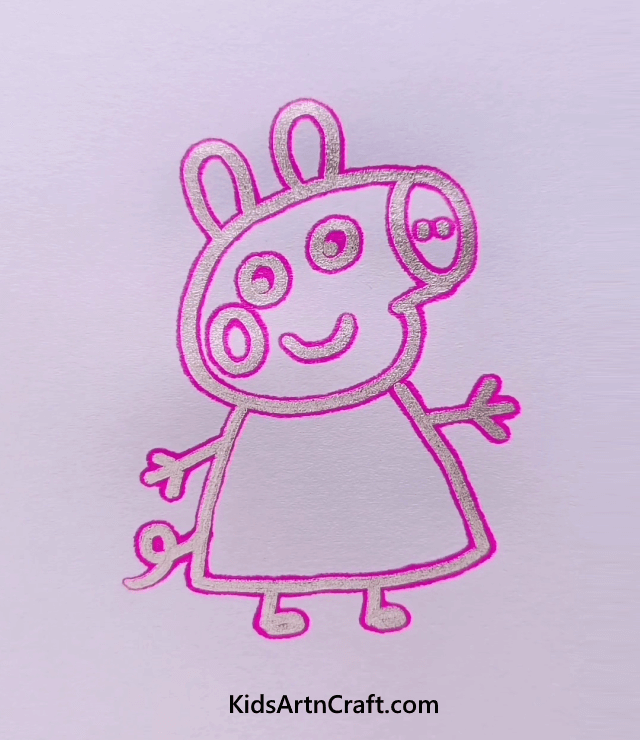 Creative And Simple Two Color Drawing Ideas Peppa Pig