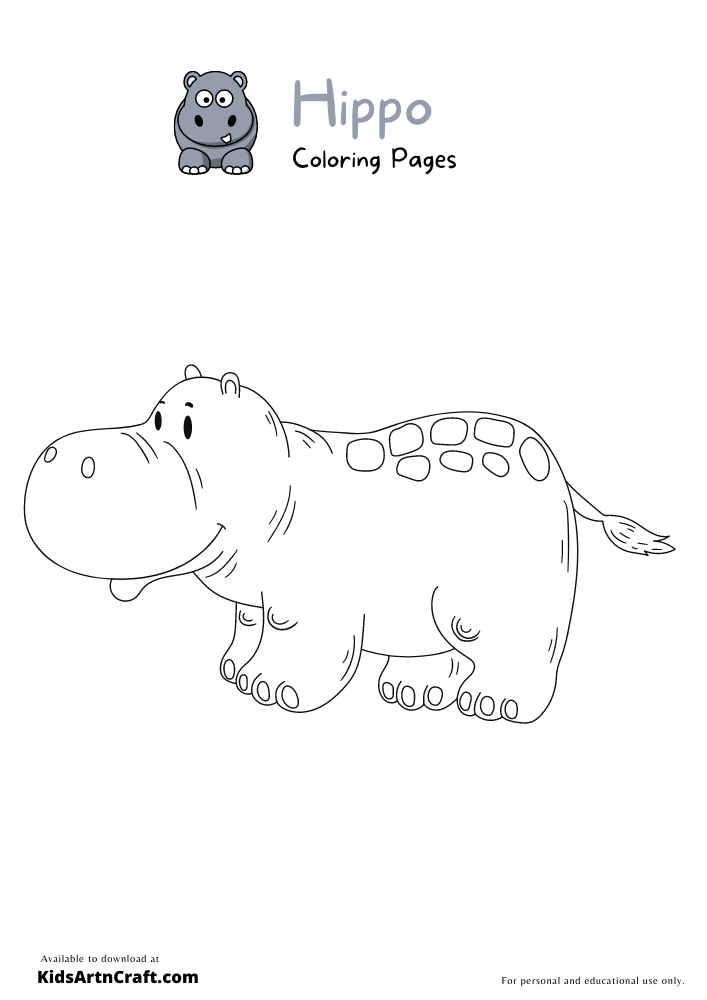Hippo Coloring Pages For Kids – Free Printables