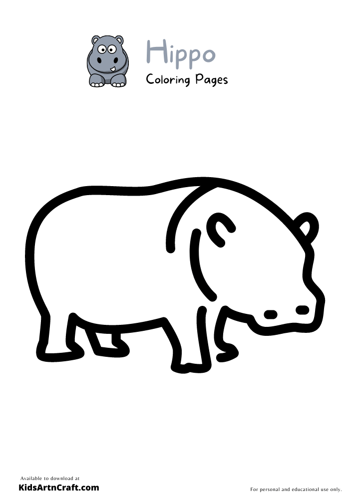 Hippo Coloring Pages For Kids – Free Printables