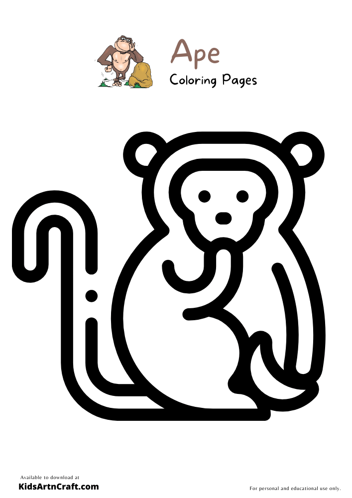 Ape Coloring Pages For Kids – Free Printables 1