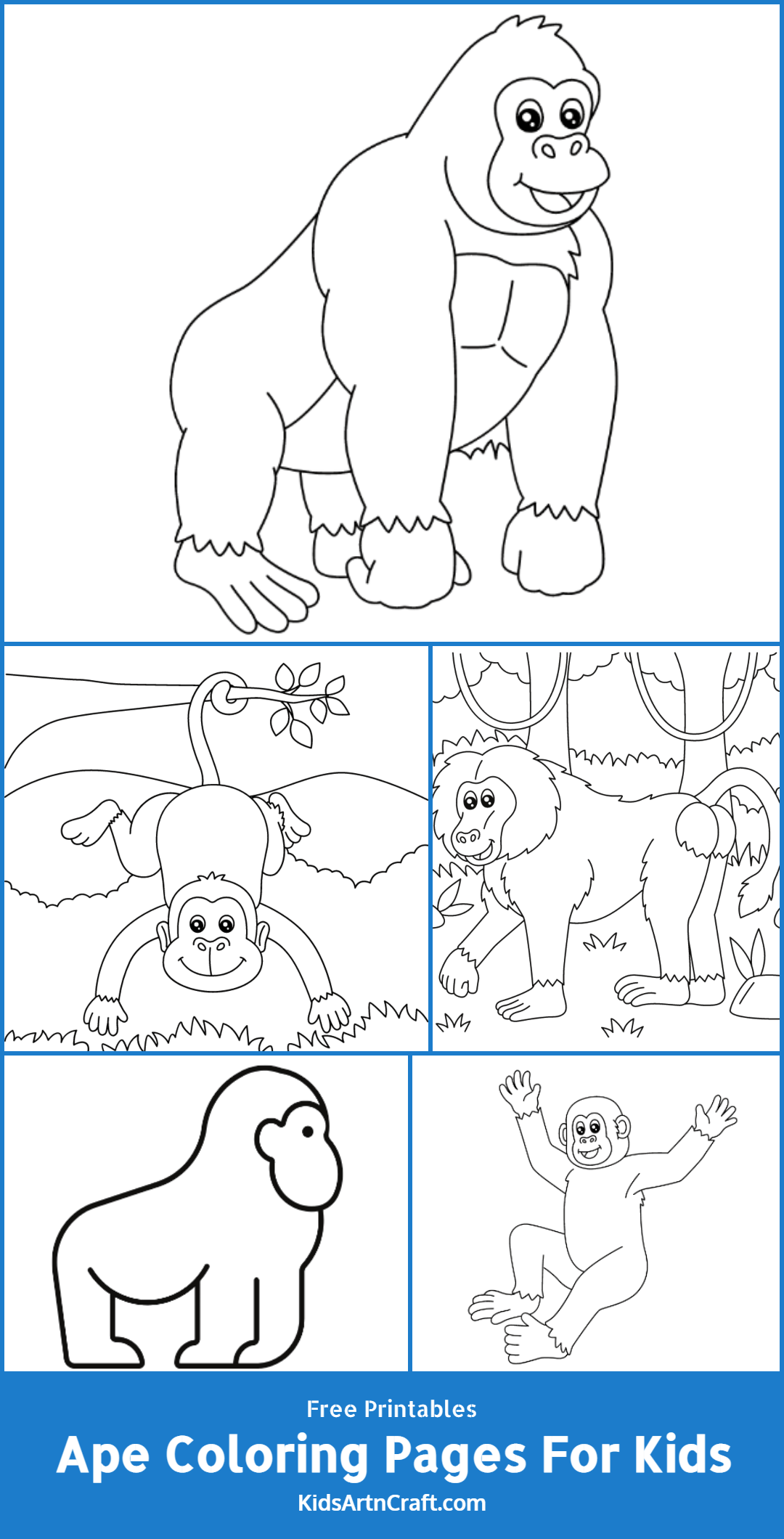 Ape Coloring Pages For Kids – Free Printables 1