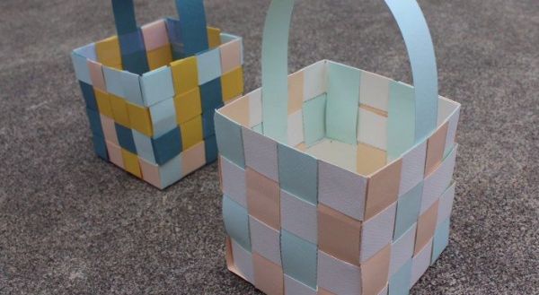 DIY Woven Paper Easter baskets At Home