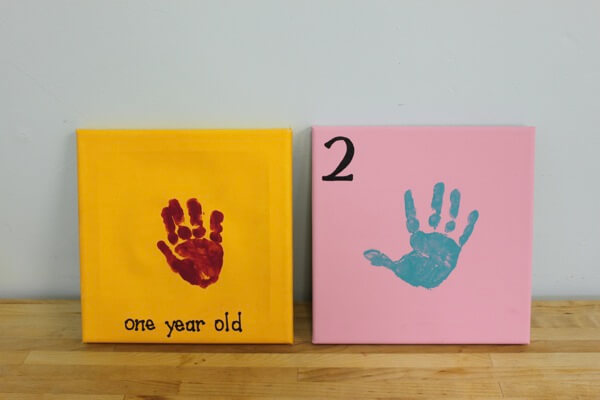 Birthday Celebration Ideas at Home Baby Handprint Canvas Art For Kids