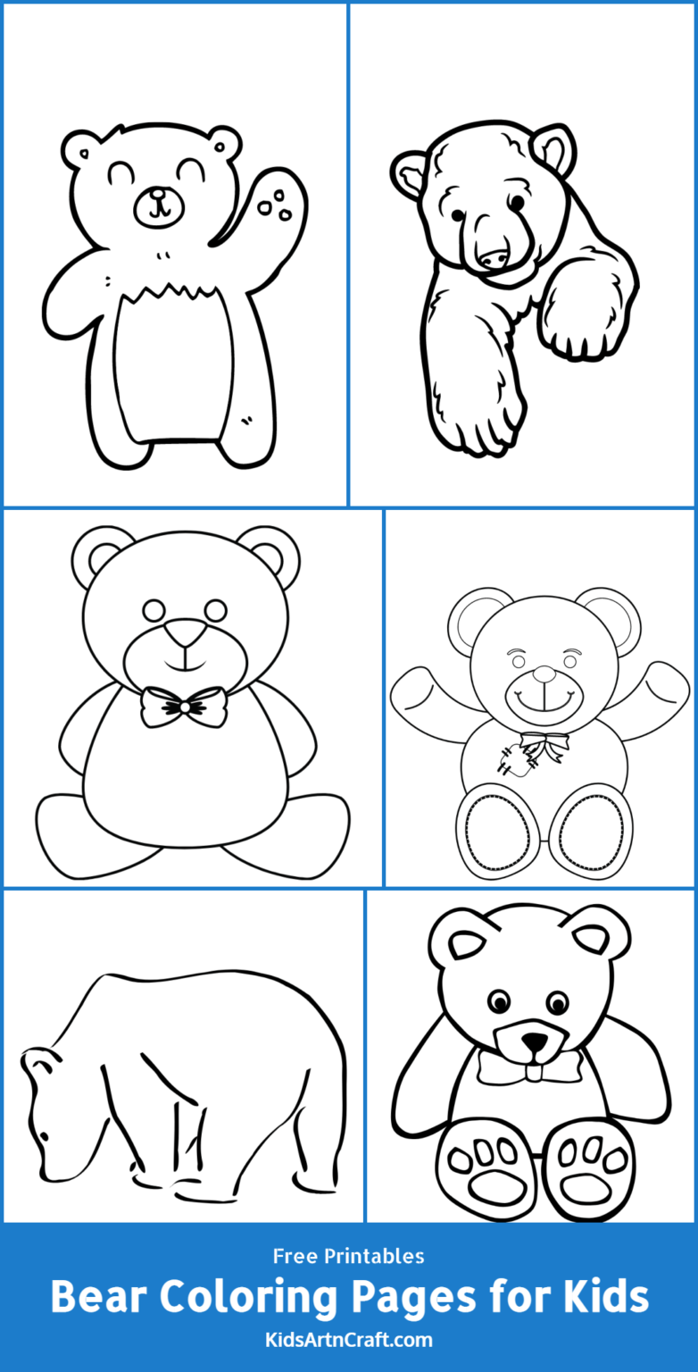 Bear Coloring Pages for Kids – Free Printables - Kids Art & Craft