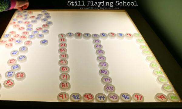 Hundreds Chart Activities for Kids Bottle Caps Math Game Activity To Teach Counting And Number Sense