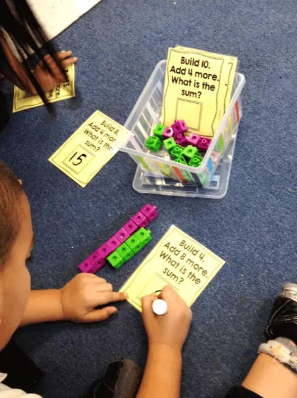 Build It Addition Freebie Center First Grade Math Games And Activities