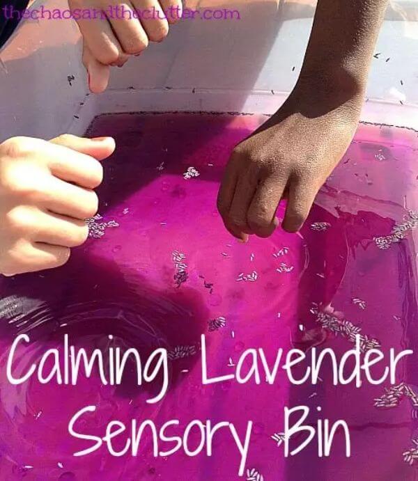 Calming Lavender Sensory Bin Activity For Kids