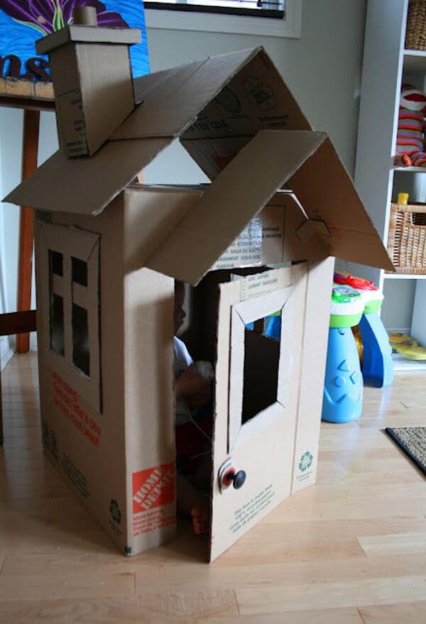 How To Make A Big Cardboard House Step By Step Cardboard House Crafts