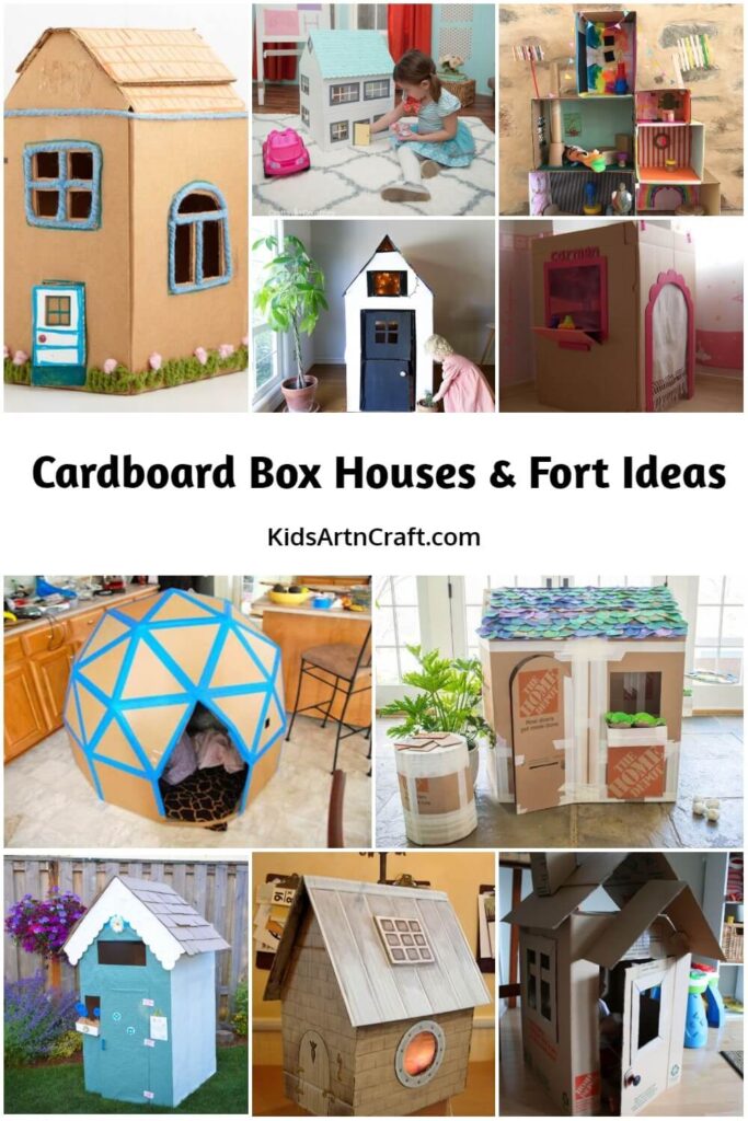 Playhouse Craft,  DIY Cardboard Playhouse, House Ideas, Coolest Cardboard House, Box Fort Craft, Home Idea, Home Activity, Cubby House, Cardboard Box Craft, Giant Rocket Ship, Cat House, Play Castle Craft, Handmade Playhouse, Upcycled  Castle Craft, Make Collapsible Tent, Toy House, Winter Frame Cabin, Box Craft Project, Haunted House and Dollhouse Project.