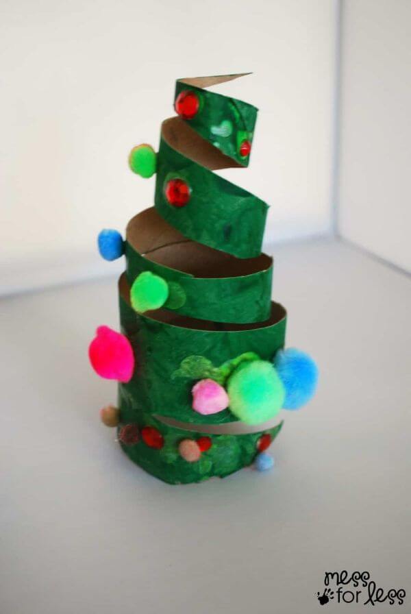 Simple Cardboard Tube Christmas Tree For Kids Festival Cardboard Craft