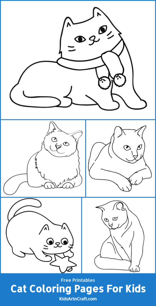 Cat Coloring Pages for Kids – Free Printables - Kids Art &amp; Craft